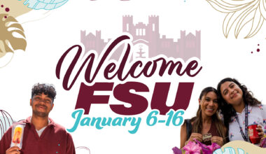 Welcome FSU spring 2026 graphic with students.