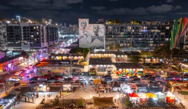 aerial photo of Miami's Wynwood neighborhood and its murals