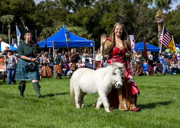 A unicorn is shown off during the 43rd annual Central Florida Scottish Highland Games at Central Winds Park in Winter Springs in 2020. (Patrick Connolly/Orlando Sentinel)