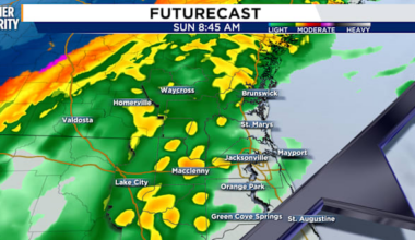 Expect a wet Sunday throughout Northeast Florida, Southeast Georgia ahead of another freeze