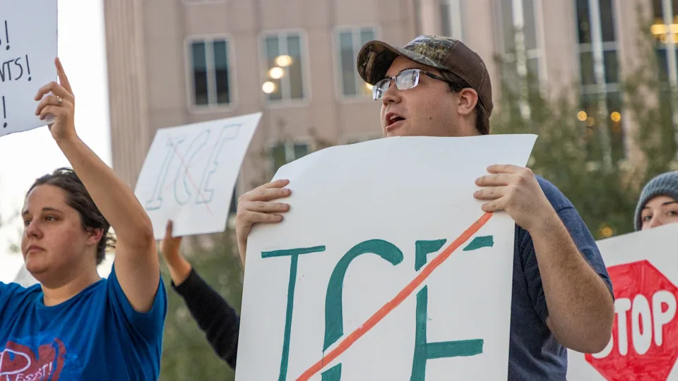Several dozen people gathered in downtown Orlando in Jan. 2026 after a woman was shot and killed in Minneapolis.