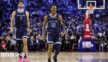 Ja Morant celebrates