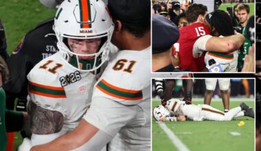 Carson Beck in handshake drama after devastating interception sealed Miami's national championship hopes