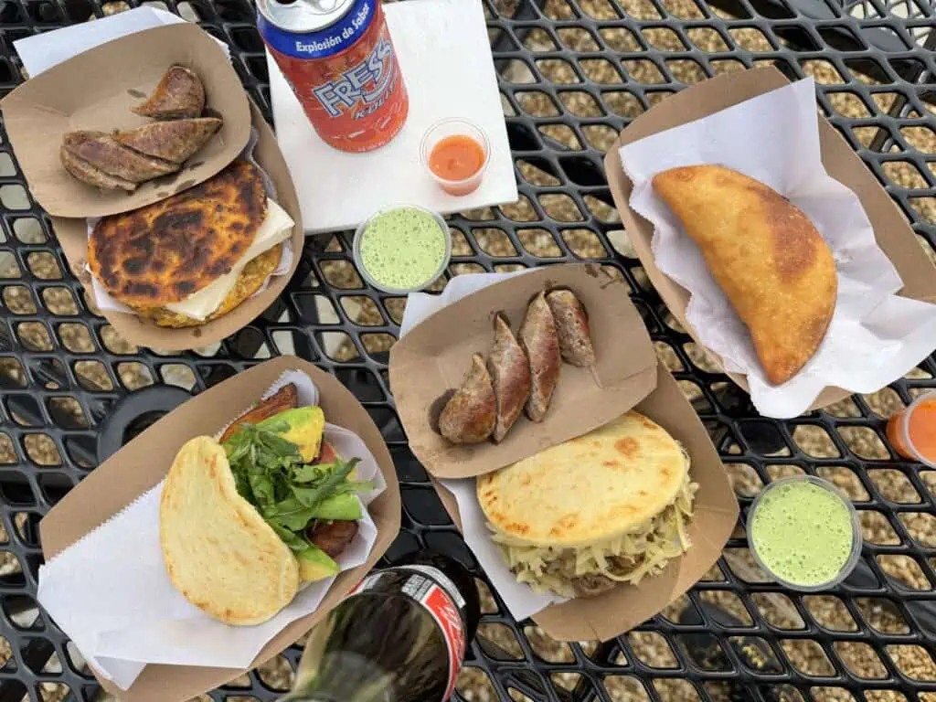 A table full of Venezuelan food