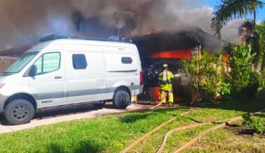 Crews battle fire at carport of Cape Coral home