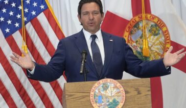 Florida Gov. Ron DeSantis during a news conference, Aug. 12, 2025, in Tampa, Fla. (AP )