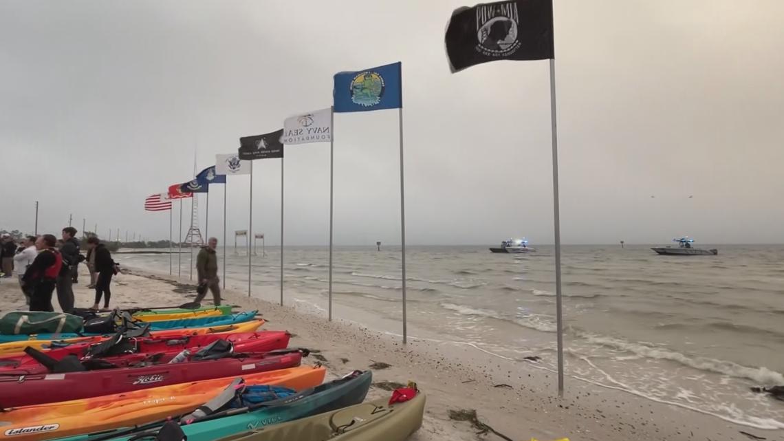 Hundreds take to to the water in Frogman Swim to honor fallen Navy SEALs, support Gold Star families
