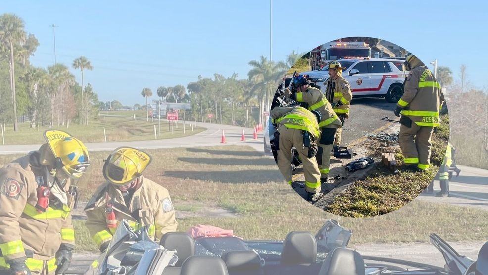 Firefighters had to cut off a car’s roof Tuesday morning to rescue a trapped driver after a violent crash near SE Bridge Road and I-95. (MCFR)