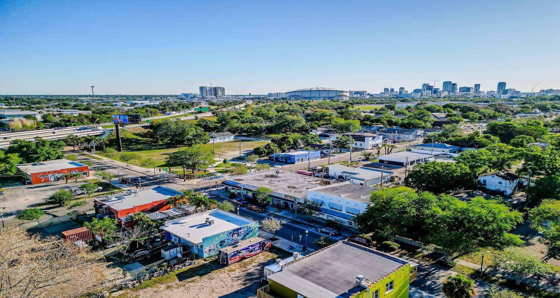An aerial shot of south St. Pete