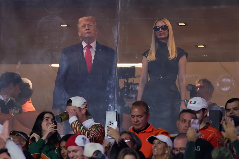 Ivanka Trump was wearing a black dress and dark glasses (Getty Images)