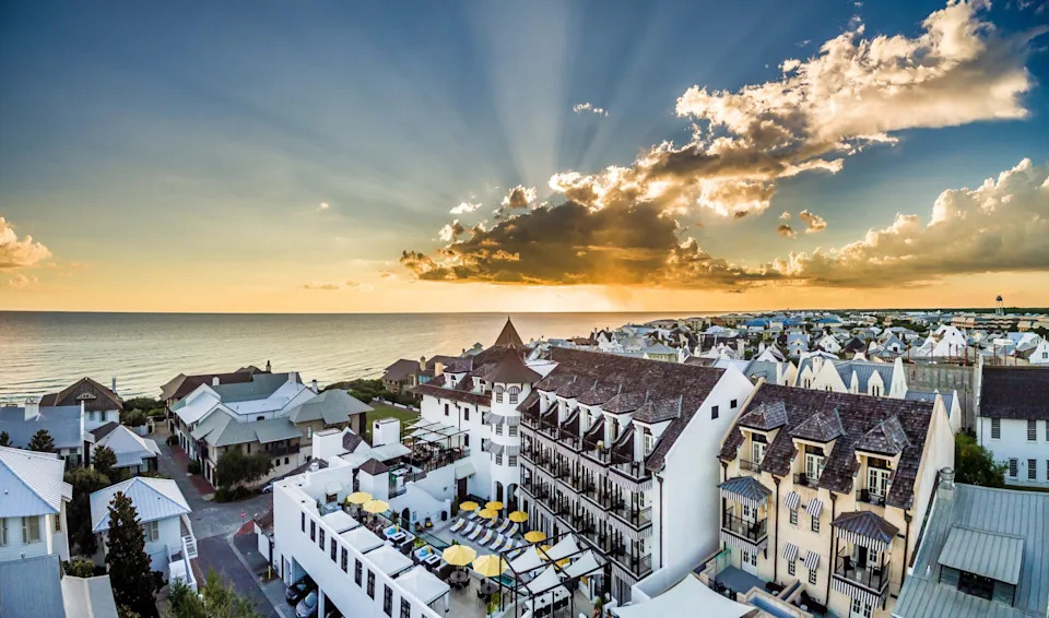 The Pearl Hotel in Rosemary Beach at sunset is serving European luxury with a side of Southern charm. <span class="image-credit">(Watersound)</span>