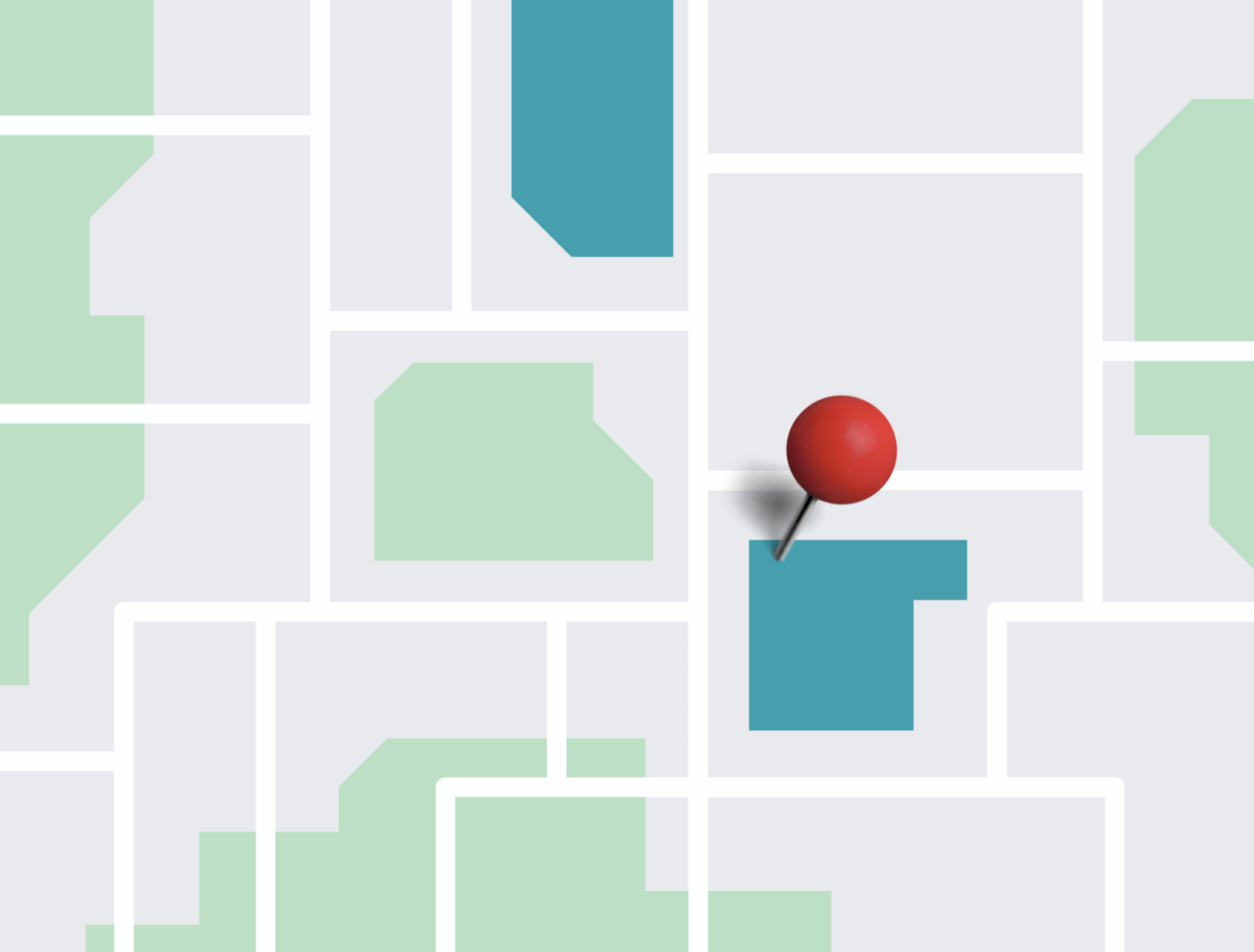 Map with red pin point