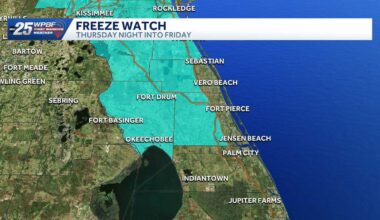 Freeze watch issued for parts of Florida's Treasure Coast Thursday night into Friday