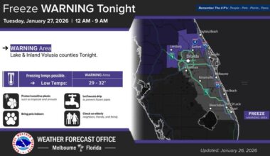 Parts of Central Florida under freeze warning as cold weather moves in for the long haul – Orlando Sentinel