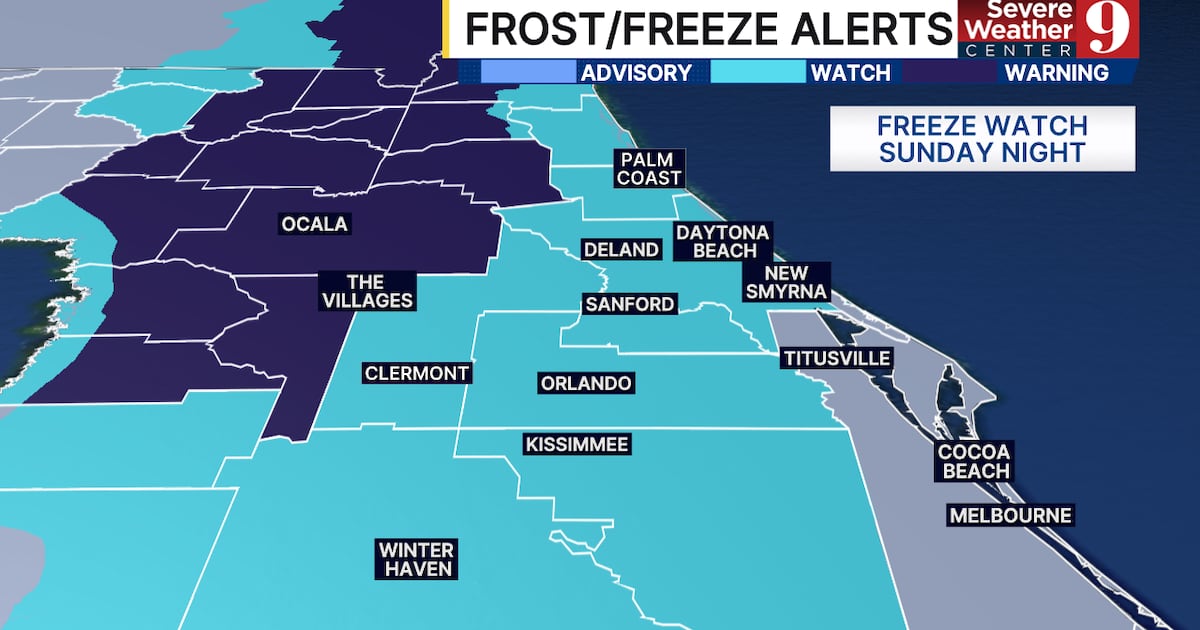 FREEZE RISK: Front Brings Rain, Winds & Freeze Risk to Central Florida