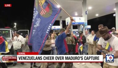 Hundreds of Venezuelans gather in Doral to celebrate Maduro’s capture by US