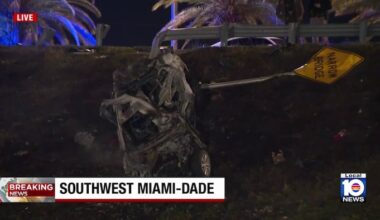 Car catches fire on Don Shula Expressway; northbound lanes closed