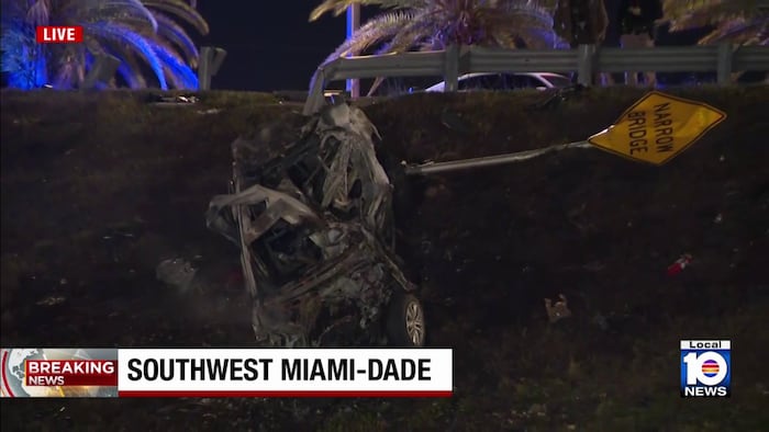 Car catches fire on Don Shula Expressway; northbound lanes closed