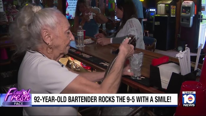 Margie Sadowski still serving up drinks in Oakland Park at 92!