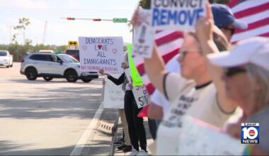 Protesters join nationwide ‘Free America Walkout’ at Gimenez’s office in Miami-Dade