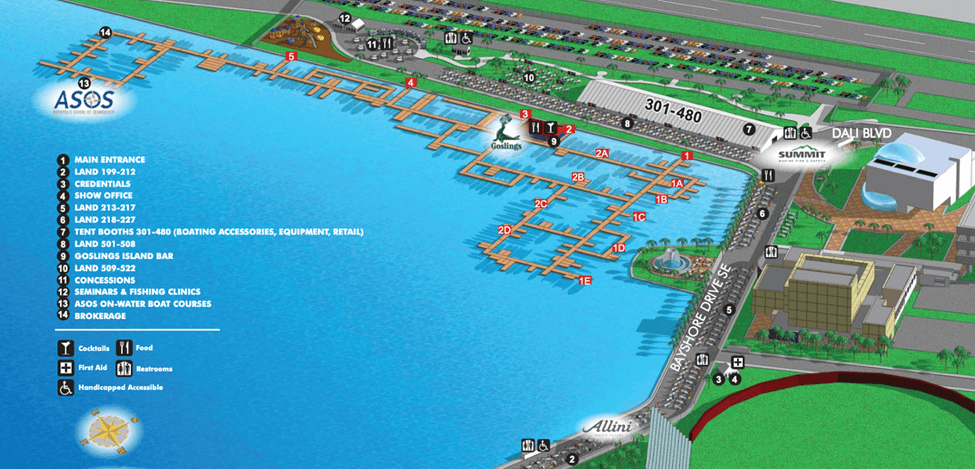 St. Petersburg Power and Sailboat Show map - dock layout