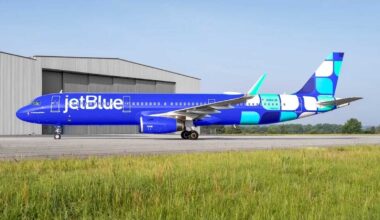 JetBlue airplane at airport gate