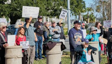 Tallahassee Coalition Against Trump protest against the U.S. attacks on Venezuela.