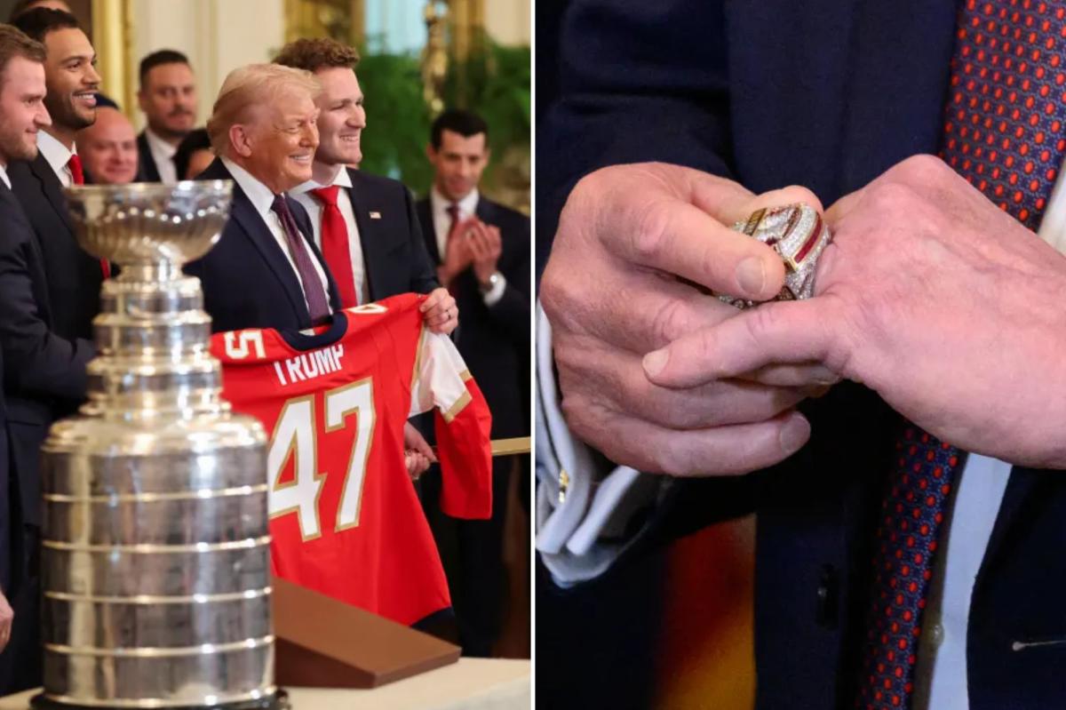Trump shows off his new hockey bling with Stanley Cup Champions Florida Panthers