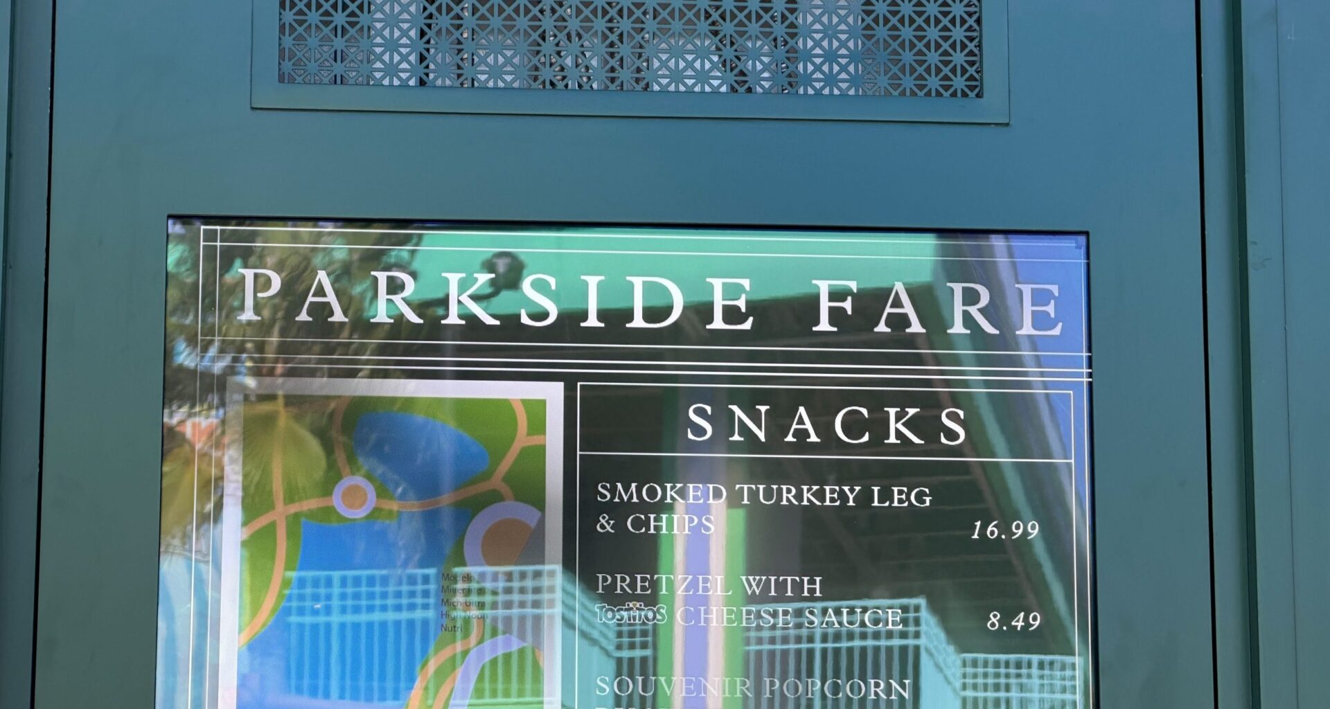 Menu signage at Parkside Fare.