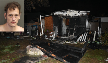 Man sets fire to shed while inside, flees before arrest, officials say