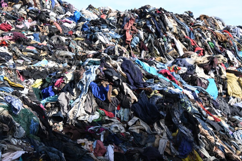 A massive pile of burnt clothes