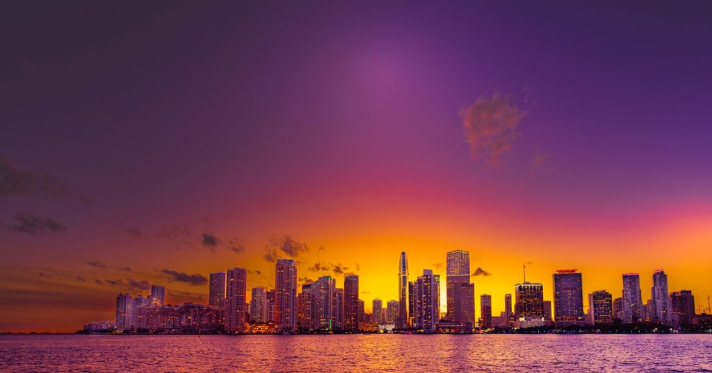 Sunset over Miami, Florida