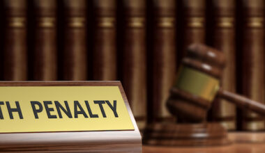 death penalty words and gavel and books