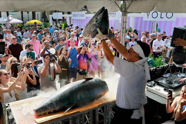 S3 Omakase chef Ped Phommavong fillets a tuna during the Grand Tasting for the Visit Lauderdale Food & Wine Festival at Las Olas Oceanside Park, Saturday, Jan. 18, 2025. (Mike Stocker/South Florida Sun Sentinel)