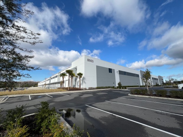The Beachline Logistics Center, a 439,945-square-foot industrial facility, located at 8660 Transport Drive in east Orange County. From Jan. 15, 2026. (Roger Simmons/Orlando Sentinel)