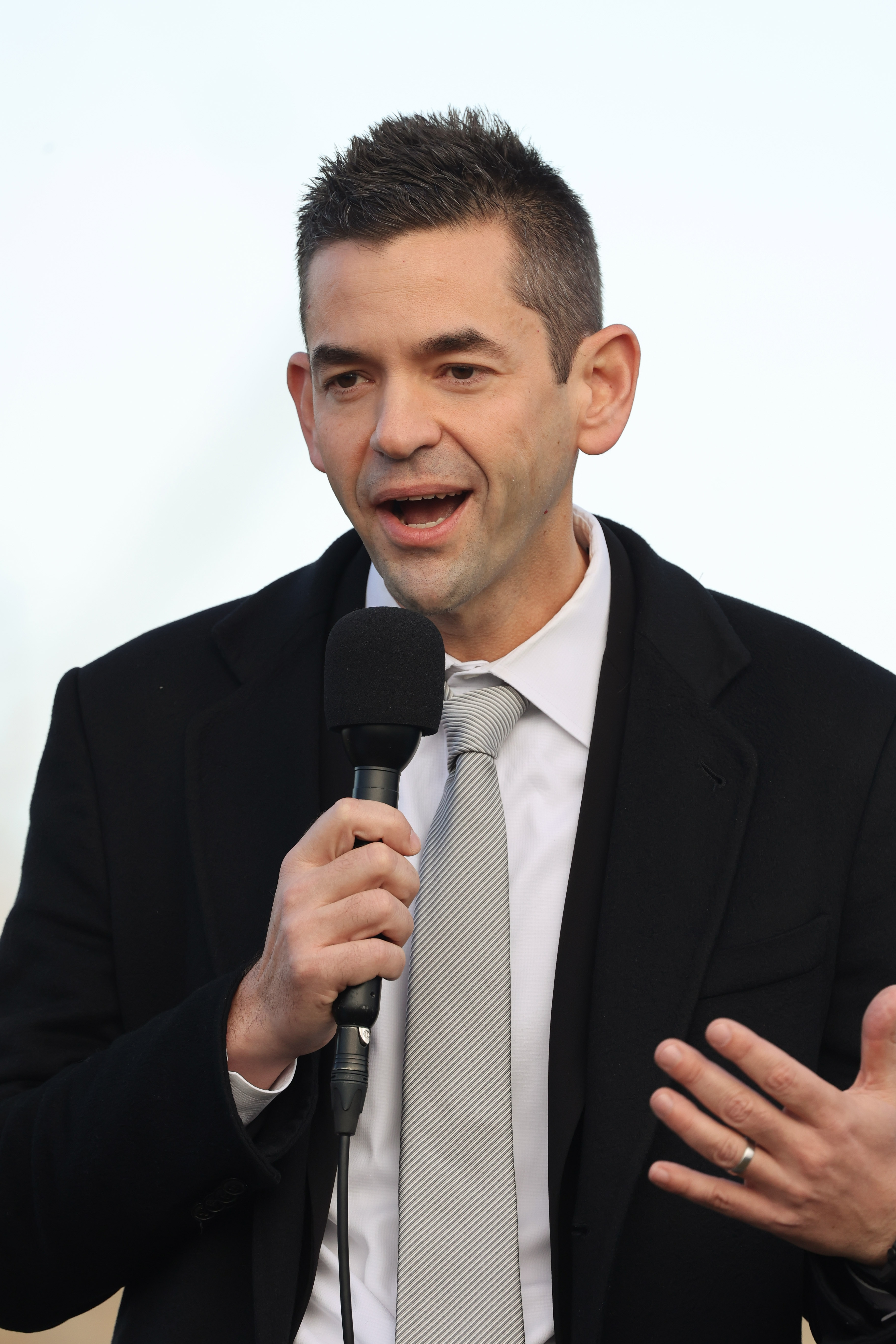 NASA administrator Jared Isaacman talks to the media as the...