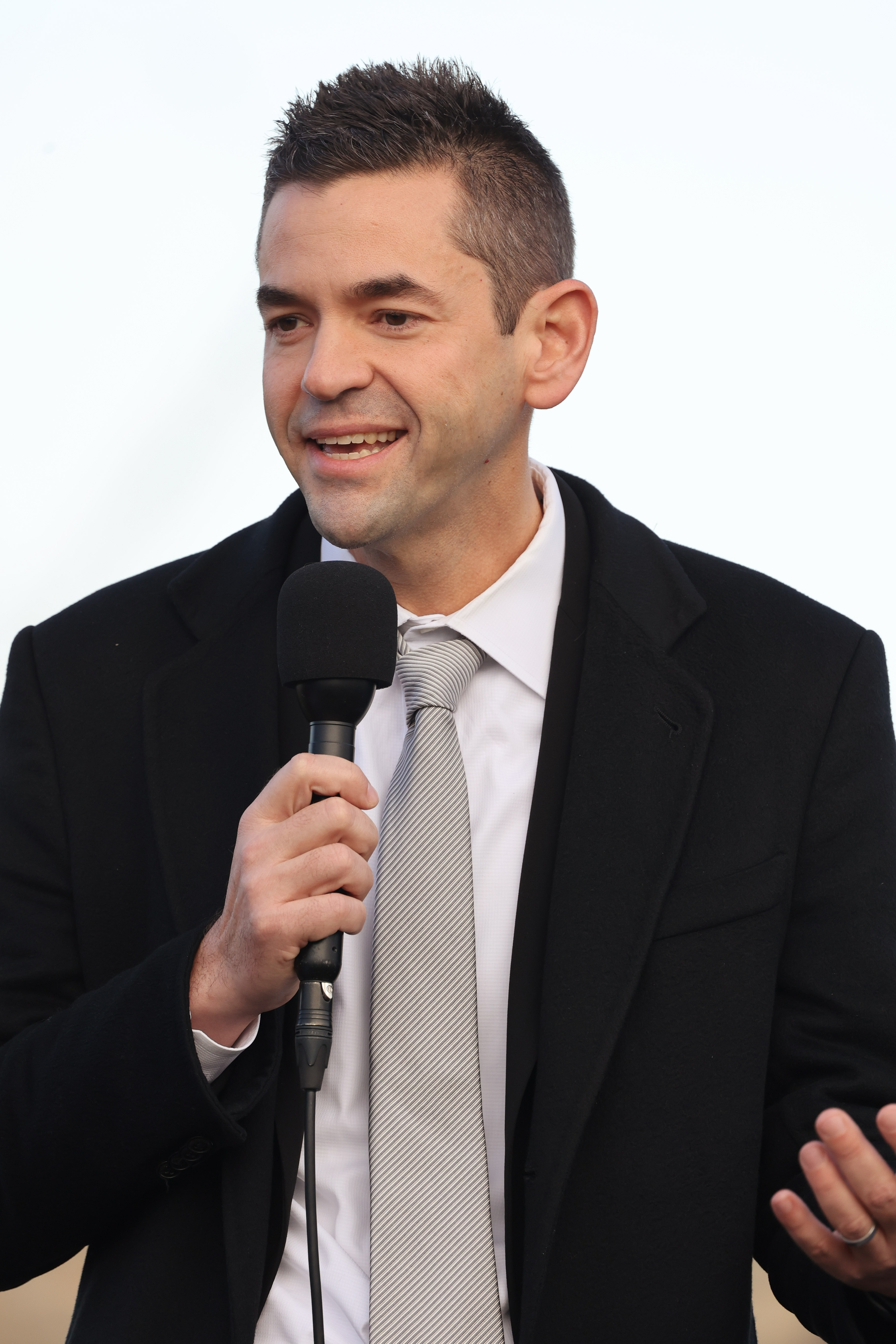 NASA administrator Jared Isaacman talks to the media as the...