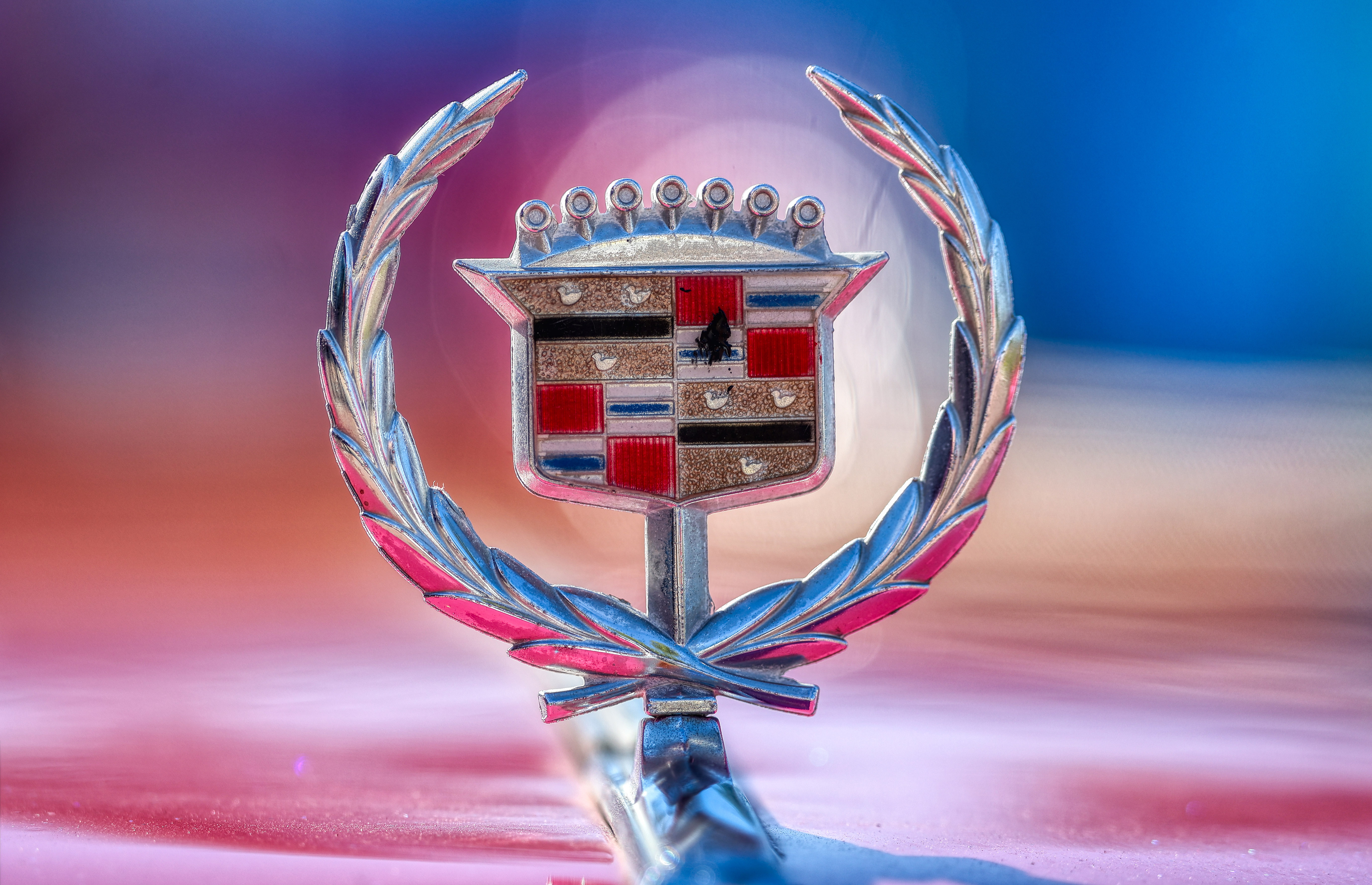 Cadillac badge of the restored Elvis guitar-shaped car that is...