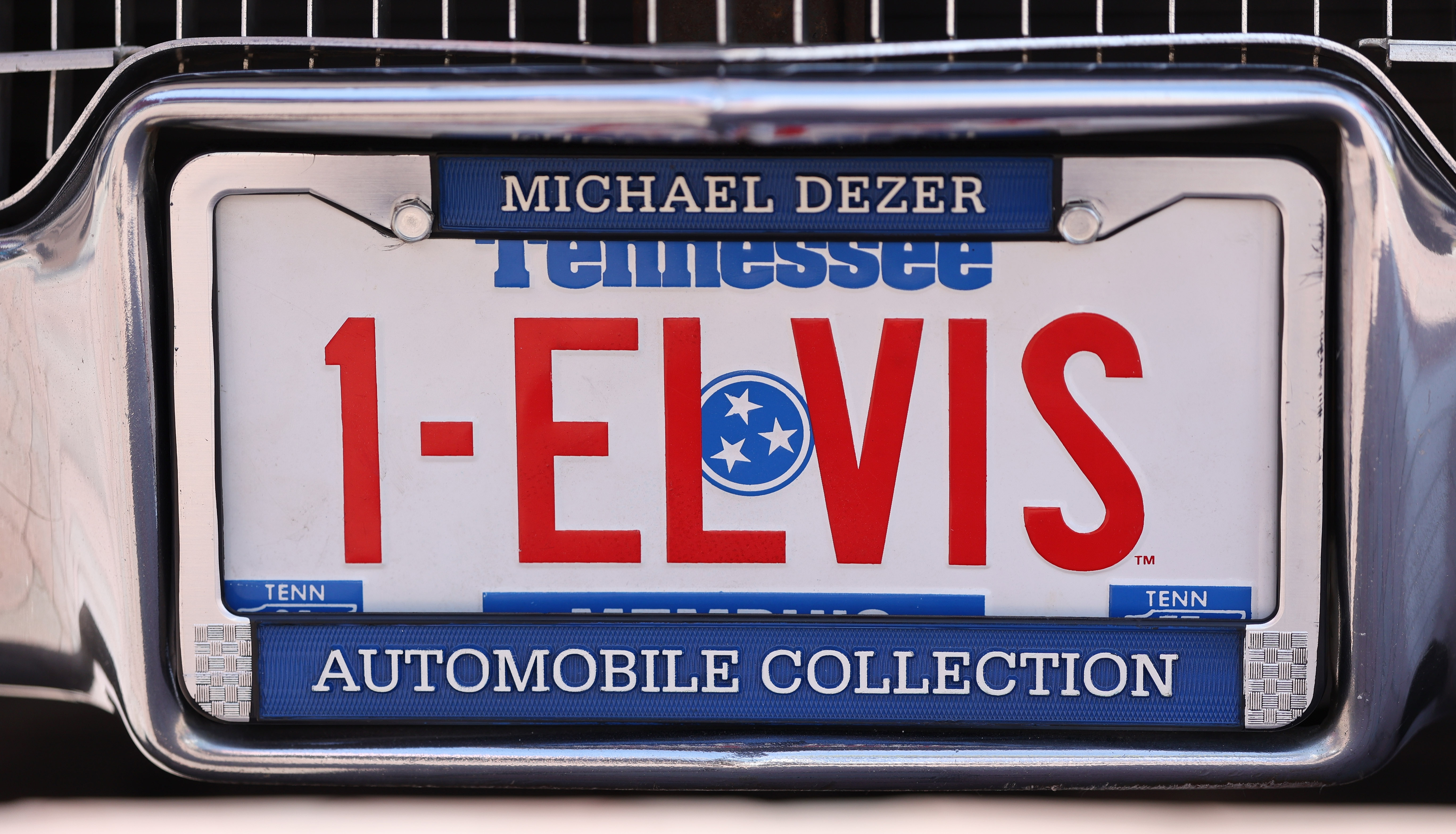 â1-Elvisâ license plate on the restored Elvis guitar-shaped car that...