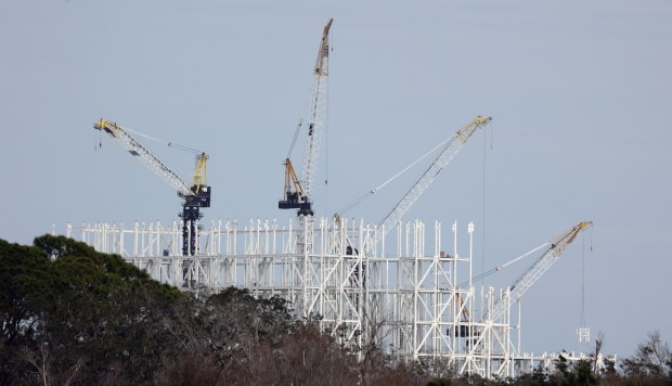 The SpaceX GigaBay manufacturing facility under construction at the Kennedy Space Center, on Thursday, January 22, 2026. (Ricardo Ramirez Buxeda/ Orlando Sentinel)