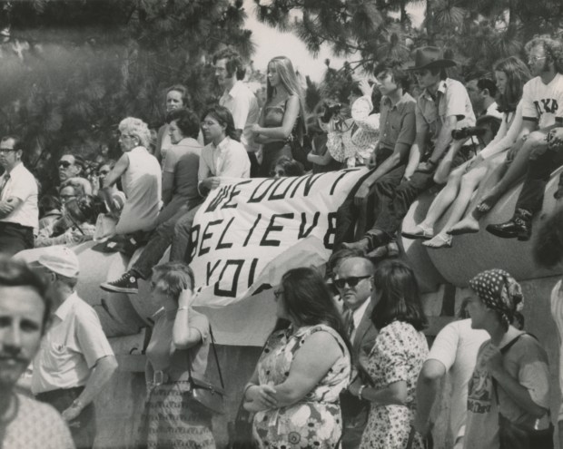 Attendees listen to President Richard Nixon's commencement address at Florida Technological University on June. 8, 1973. (Andrew J. Hickman/Orlando Sentinel Star)