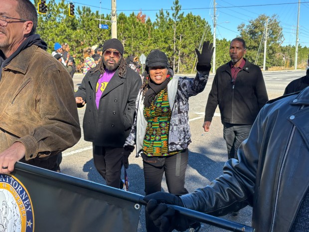 Orange-Osceola State Attorney Monique Worrell waves to spectators during Ocoee's 18th Annual Dr. Martin Luther King, Jr., Unity Parade on Monday, January 19, 2026. (Rich Pope/Orlando Sentinel)