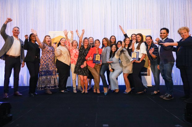 The team from Hyatt Hotels of Orlando celebrates being a Central Florida Top Workplaces recipient on Friday, Sept. 19, 2025. For the 2025 winners list, more than 5,000 organizations were asked to survey their employees, and based on the survey feedback from participating companies, 130 earned recognition as Orlando Sentinel's Top Workplaces in Central Florida. (DfilmK)