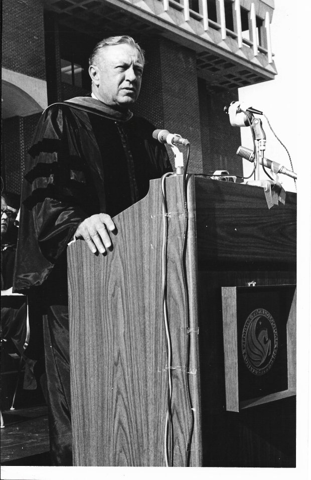 Chester H. Ferguson, chair of Florida State Board of Regents, speaks during the dedication ceremony for FTU on Oct. 7, 1968. (Sentinel file)