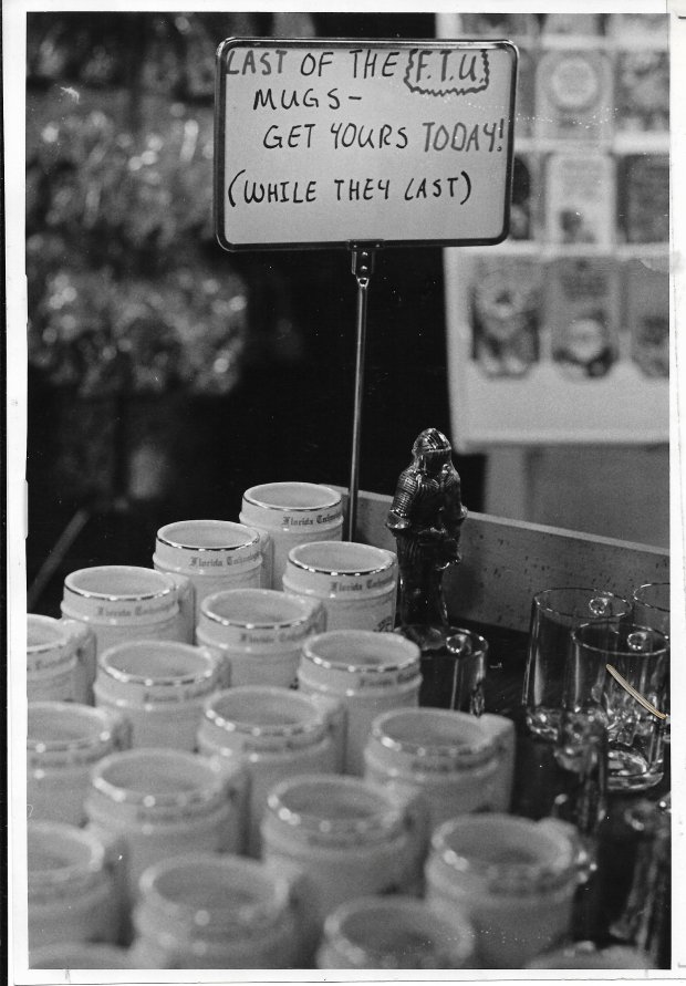 The name change from Florida Technological University to University of Central Florida meant sales on name-branded merchandise on campus. "They're selling like hotcakes since the announced name change," the Sentinel reported in December 1978. (Sentinel file)