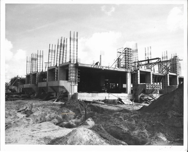 FTU's Science Building is shown during its construction in October 1967. It would contain 14 teaching laboratories for biological and physical sciences, three departmental offices, a seminar room, faculty offices and 49,923 square feet. Attached would be a one-story science lecture hall containing 7,809 square feet. (Courtesy FTU Photo)