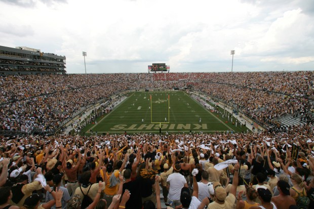 Fans cheer during the sold-out game between UCF and Texas at Bright House Network Stadium in Orlando on Sept. 15, 2007. (Orlando Sentinel file)