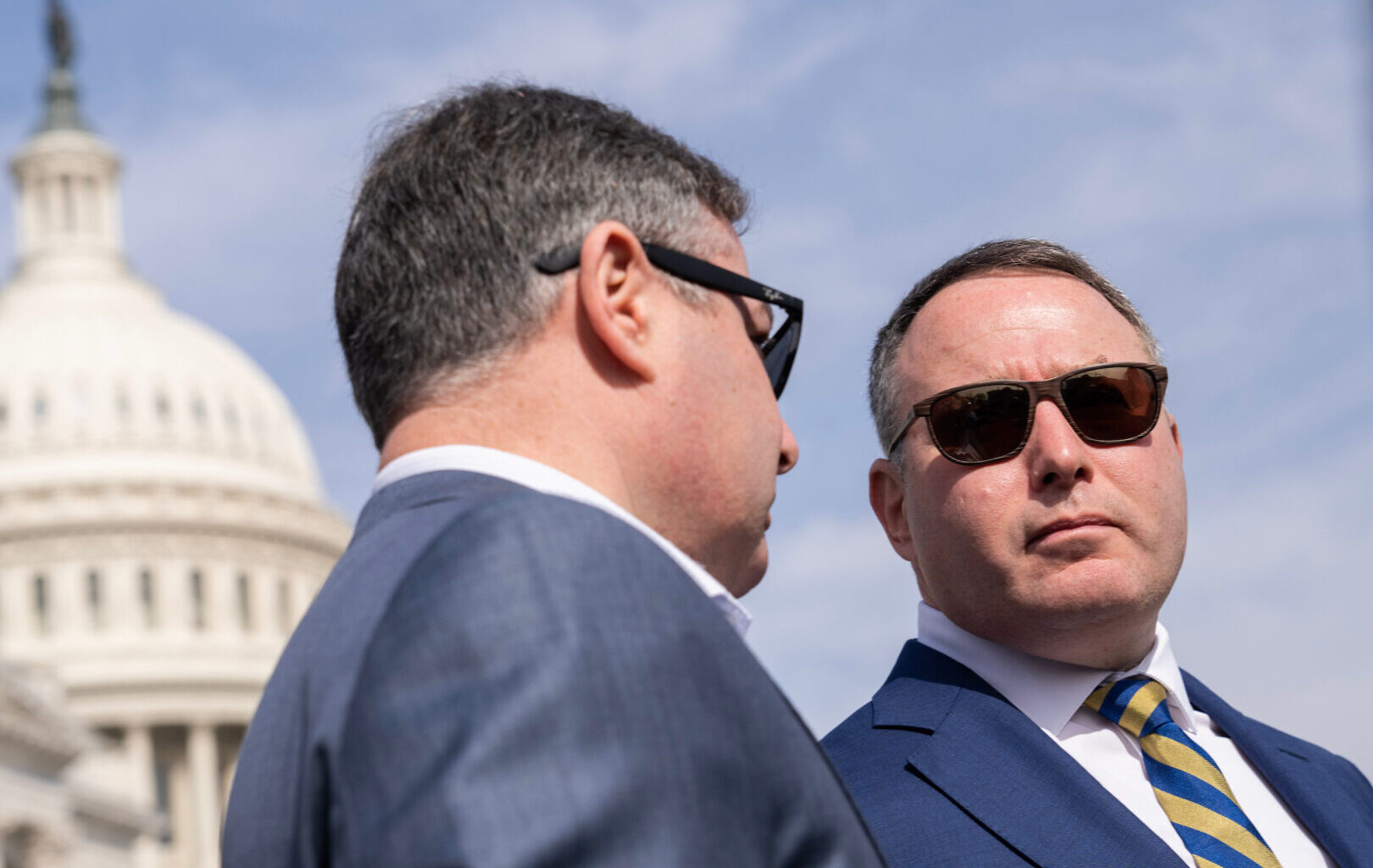 Alexander Vindman, right, and his brother — Democratic Rep. Eugene Vindman, who was still a candidate for Virginia’s 7th District at the time — attend a news conference in front of the Capitol on March 13, 2024.