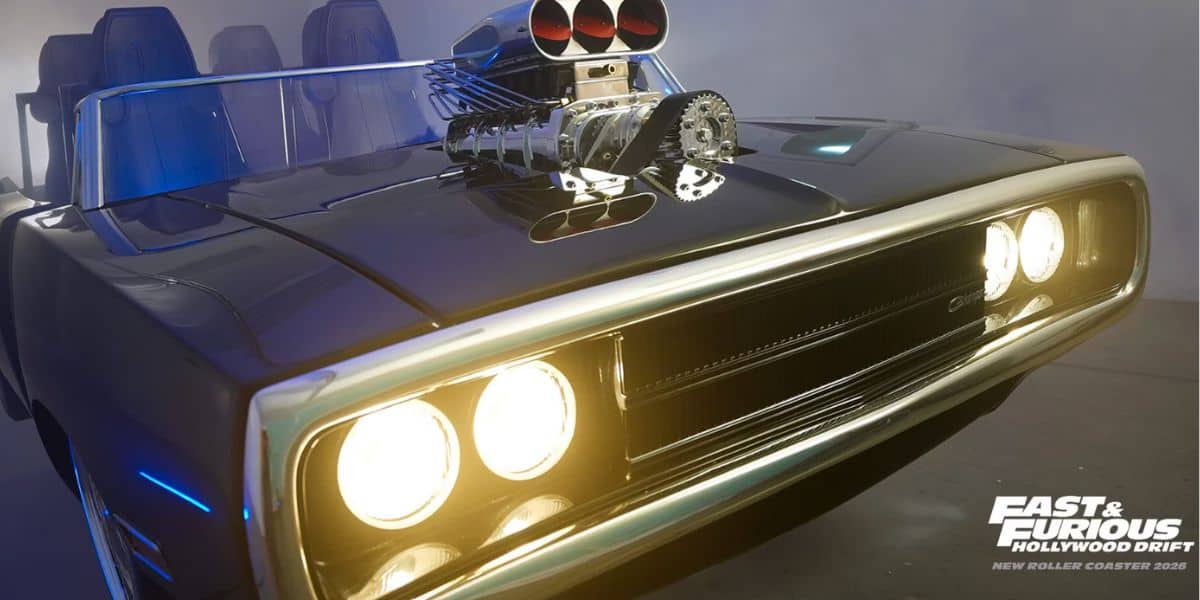 concept art for Universal Studios Hollywood's Fast and Furious: Hollywood Drift rollercoaster