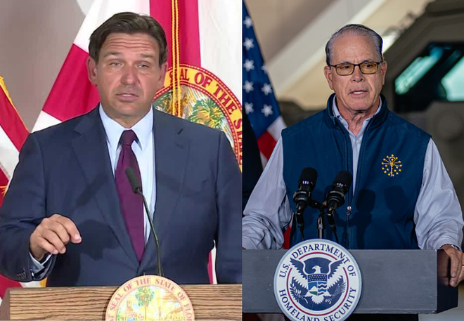 Left: Florida Gov. Ron DeSantis, Right: Indiana Gov. Mike Braun